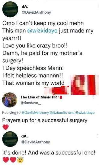 How Wizkid paid for my mother's surgery - Man narrates