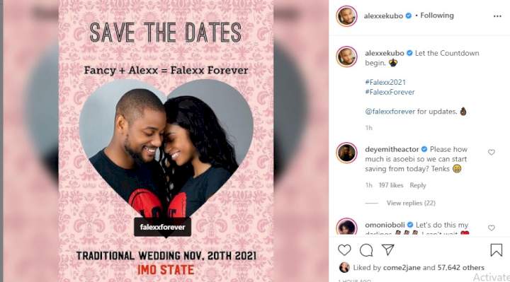 Actor Alex Ekubo announces wedding date with his fiancee, Fancy