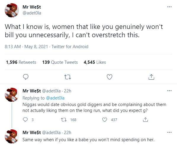 'Women that like you won't bill you, stop dating gold diggers' - Man insists