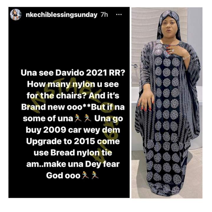 'How many nylon did you see' - Actress, Nkechi Blessing shades her colleagues over Davido's new Rolls Royce
