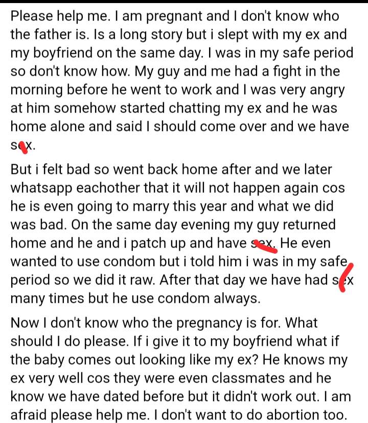 Akara don burst inside oil'😃; "I don't know who the father is" — pregnant lady cries out after sleeping with ex and current boyfriend on same day