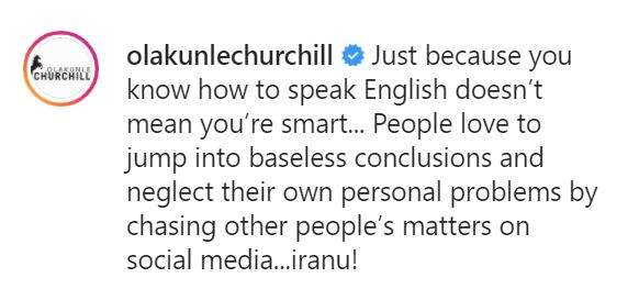 Olakunle Churchill exchanges blow with troll that lectured him on how to love his sons equally