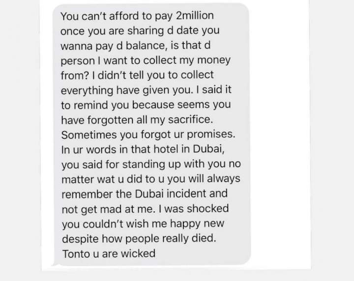 'Read carefully and observe the dates' - Tonto Dikeh says as she leaks her private chats with Bobrisky (Screenshots)