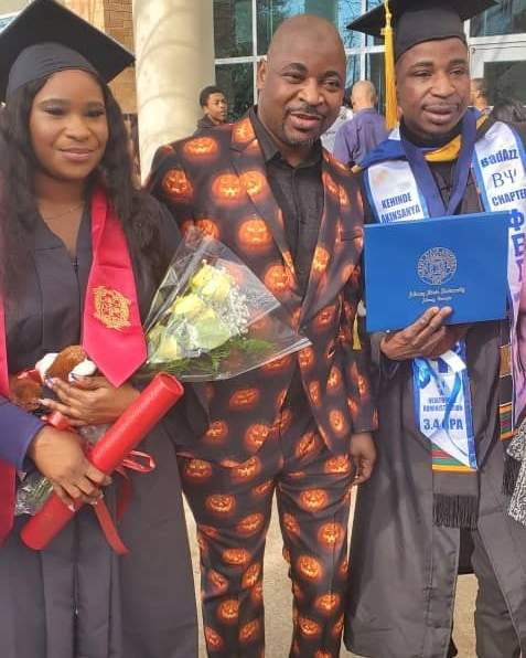 My tout father is better than yours - MC Oluomo's son celebrates father as siblings graduate in US