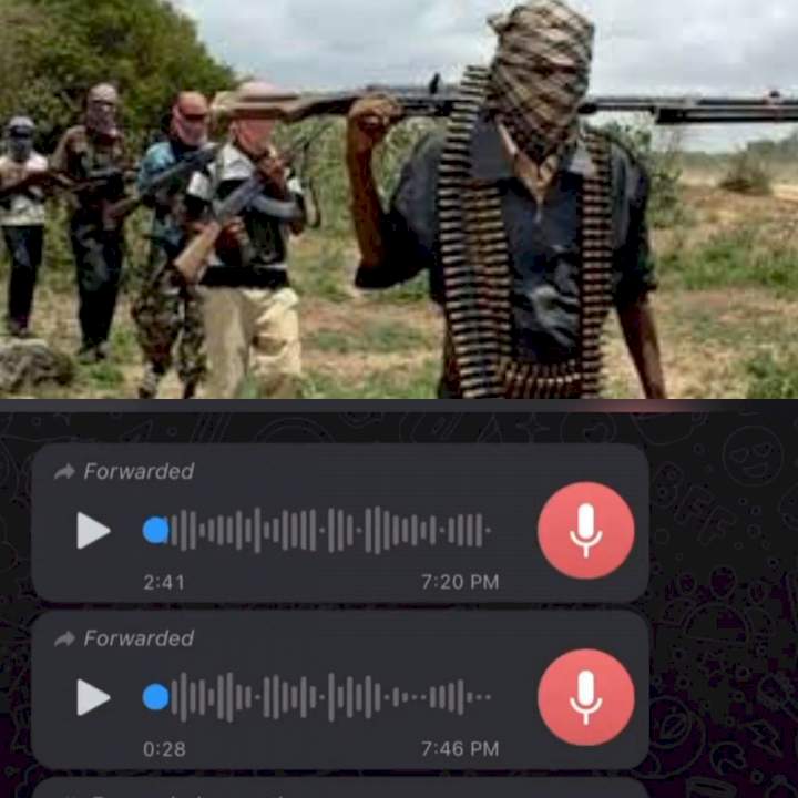 Voice note purported to be a conversation between a member of a kidnap gang and a family member of a kidnap victim released