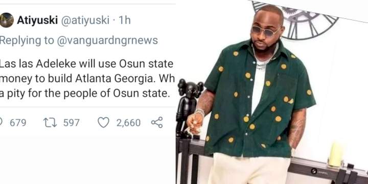 Davido reveals number of mansions owned by his family in Atlanta; slams troll who made a far-fetched claim about his uncle & Osun State's money
