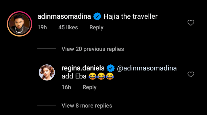 Regina Daniels reacts to Somadina Adinma's comment on her post (Video)