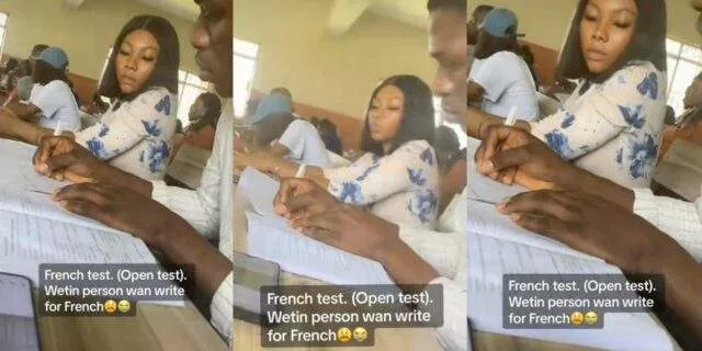 "Person serious girlfriend" - Moment Slayqueen is spotted stylishly copying answer during test