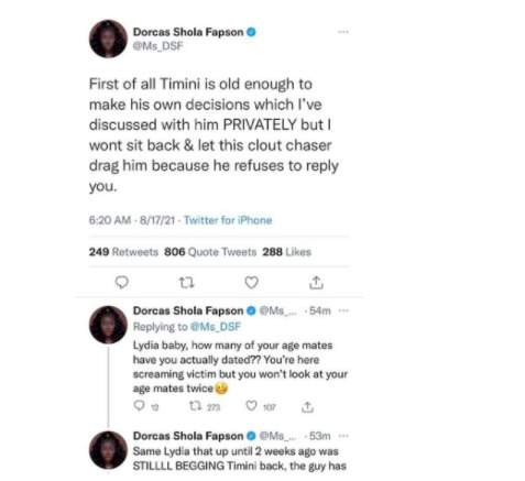 'How many of your agemates have you dated' - Timini's bestie, Dorcas defends him after being called out by his 19-year old ex-girlfriend