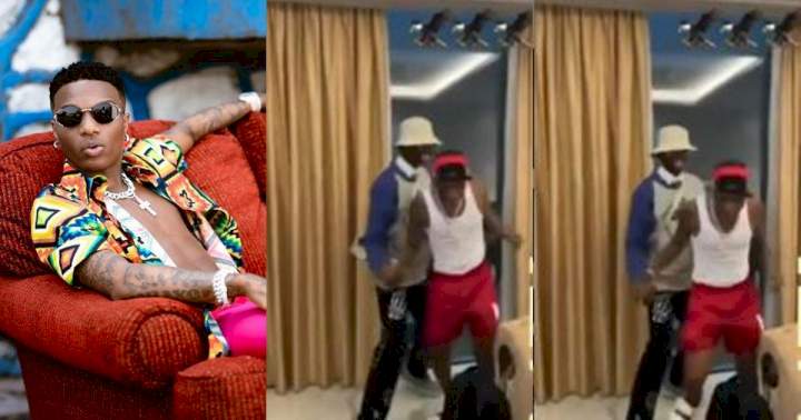 "He don high" - Fans react as Wizkid staggers after shaking Blaqbonez in Ghana (Video)