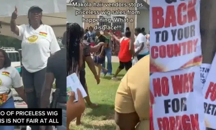 'Go back to your country' - Ghanaian Wig Sellers Association disrupt wig fair organized by Nigerian wig seller (Video)