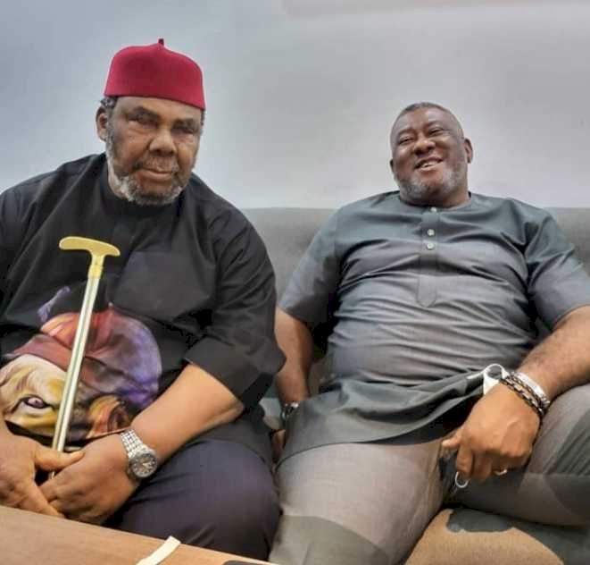Nigerians react to photo of Pete Edochie and his first son