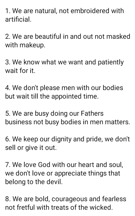 'We don't please men with our bodies but wait till the appointed time' - Deeper Life lady lists '20 facts' about godly female members of her church