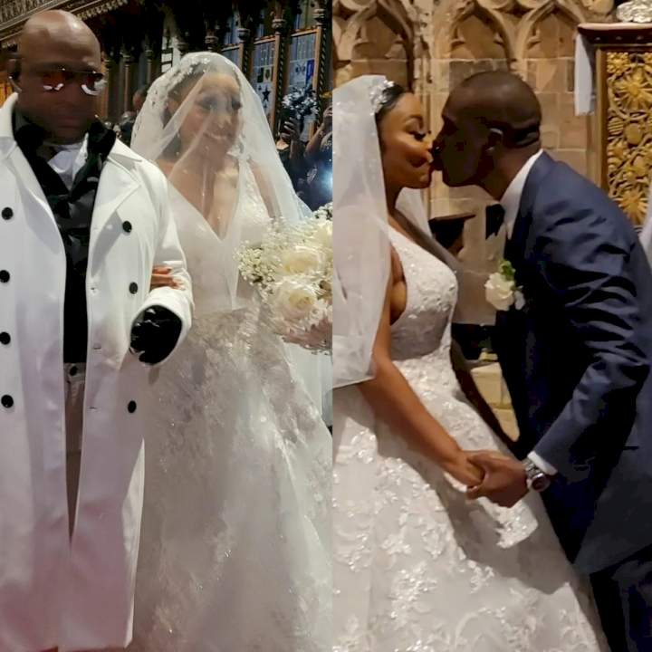 First photos and videos from actress Rita Dominic's white wedding to publisher, Fidelis Anosike