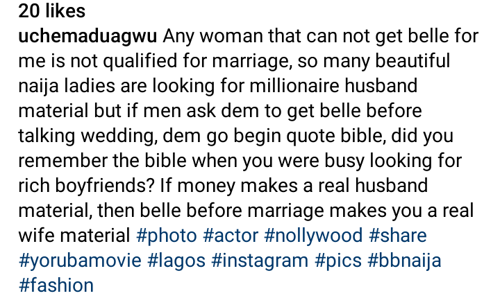 'If money makes a real husband, then pregnancy before marriage makes a real wife' - Uche Maduagwu