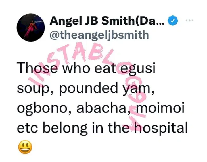 'You suppose dey write your third JAMB normal normal' - Angel Smith lambasted over comment about those who eat egusi, moi-moi, abacha