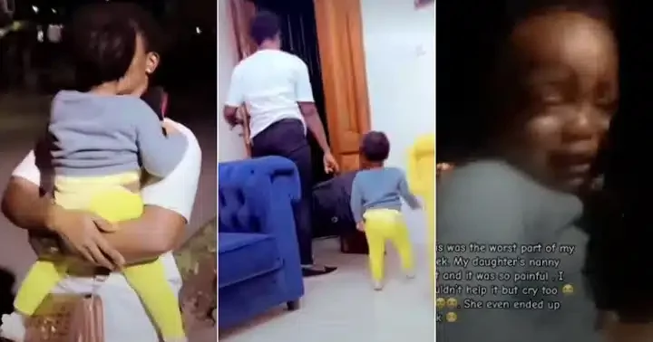 Mother worried as little daughter falls sick after crying bitterly over nanny who left (Video) Mother worried as little daughter falls sick after crying bitterly over nanny who left (Video)