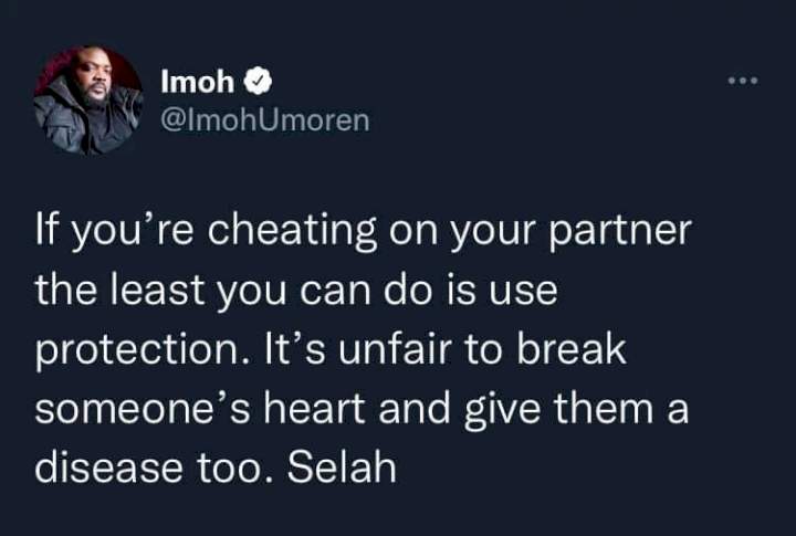 If You Are To Cheat On Your Partner At Least Use Protection - Filmmaker Imoh Umoren Gives Advice