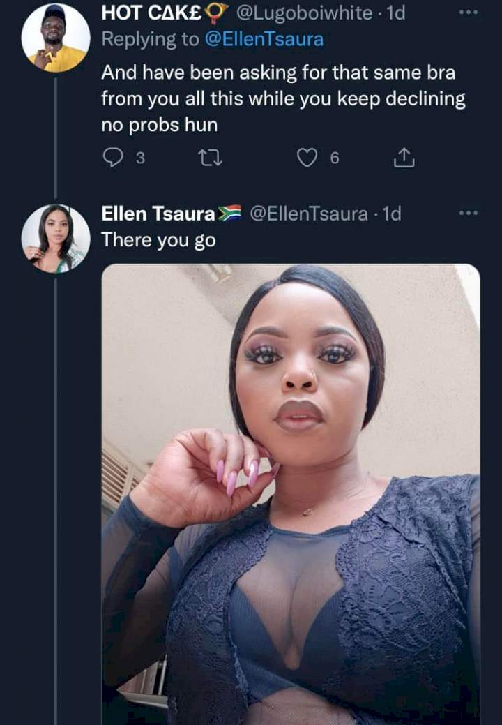 Lady proudly announces that she gave Burna Boy her bra, shares photos of him holding it up 