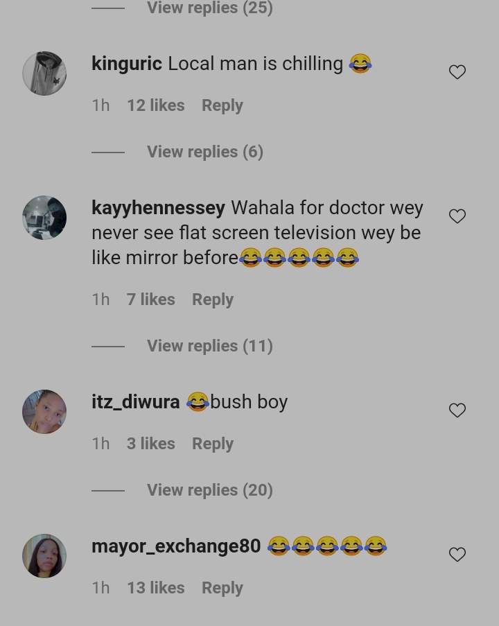 'Local man was shocked' - Nigerians react as Small Doctor expresses shock after what he thought was a mirror turned out to be a TV (Video)