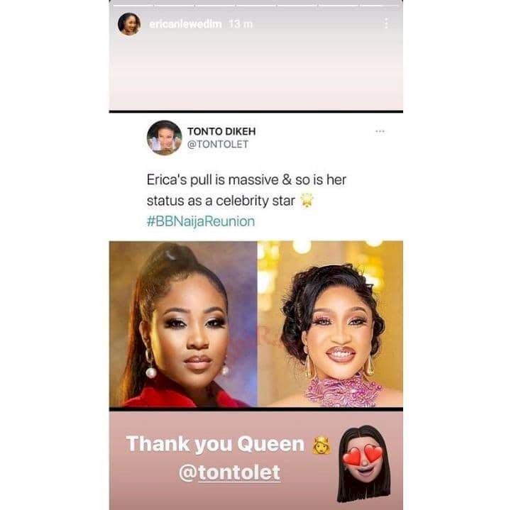 'I didn't say this, it's fake' - Tonto Dikeh reacts to photoshoped praises for Erica