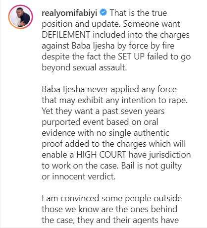 'She said it repeatedly that Baba Ijesha did not sleep with her' - Yomi Fabiyi gives update (Video)