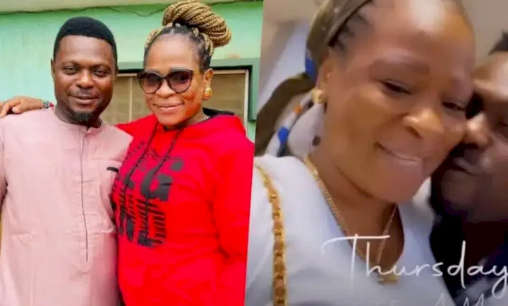 Kunle Afod shares kiss with wife, Desola days after she announced separation from him (Video)