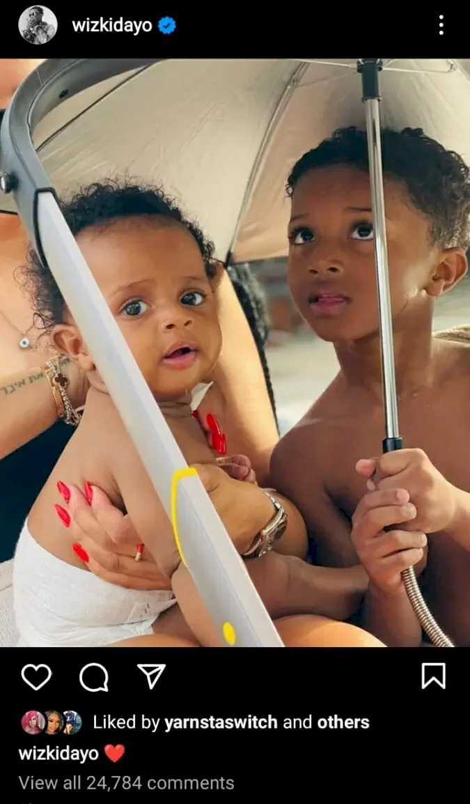 Singer Wizkid finally unveils face of his second child with Jada P (Photo)