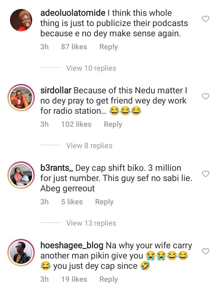 'No tell person wey dey work for radio station your secret' - Netizens react as Nedu spills further on hotel affair (Video)