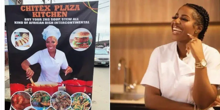 Hilda Baci's photo spotted in a restaurant banner in Port-Harcourt