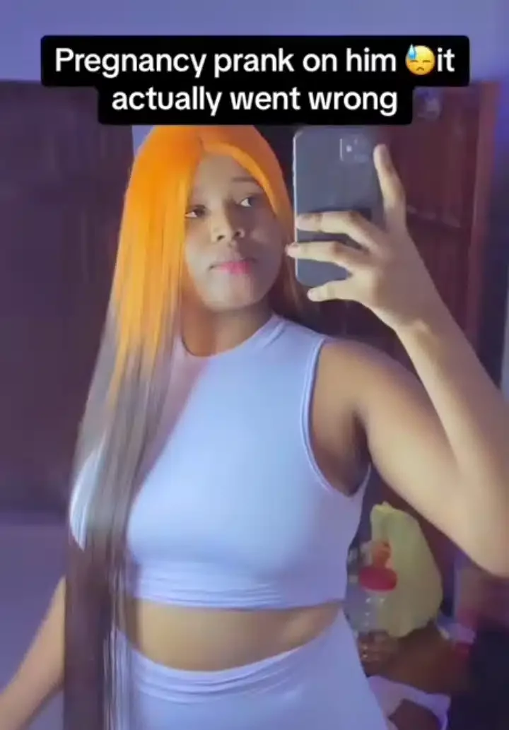 'You're a cute girl, I don't even trust you with guys' - Lady heartbroken as she shares boyfriend's reaction to her pregnancy prank (Video)