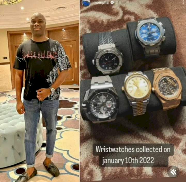 ''Thieves in government uniform'- Mompha writes as he shows off his luxury watches retrieved from EFCC operatives, implies it is the reason he is being declared wanted