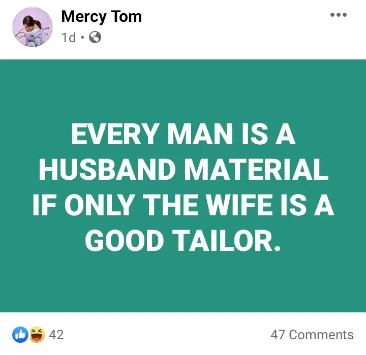 Moments after posting 'every man is a husband material', lady calls out her husband for proposing to side chick