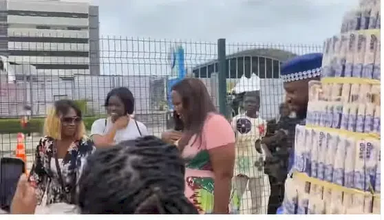Stan Nze and wife spoiled by fans, receive money cake, buffet, and more (Video)