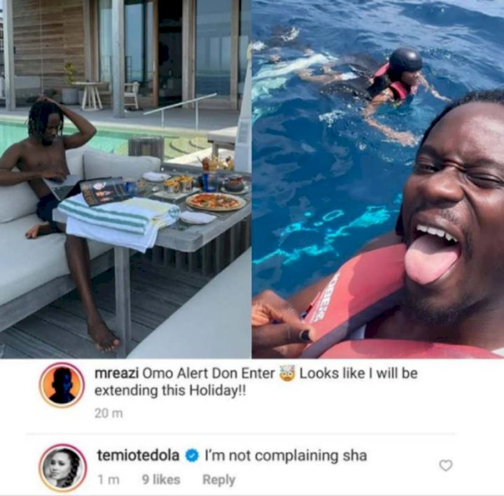 “Alert don enter” – Mr Eazi says as he intends to extend romantic holiday with Temi Otedola