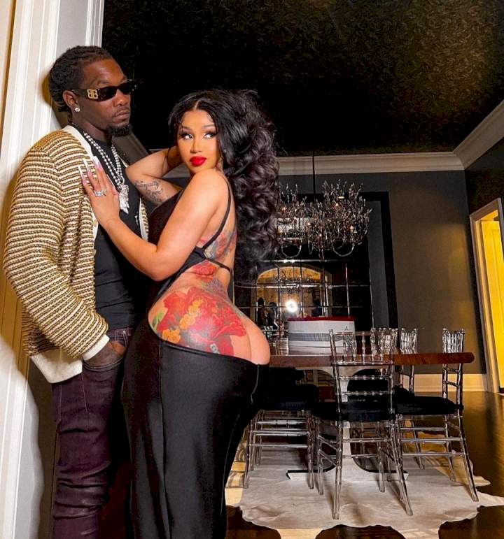 Cardi B reveals what she fights for as she poses with Offset in revealing dress that leaves her entire bum hanging out