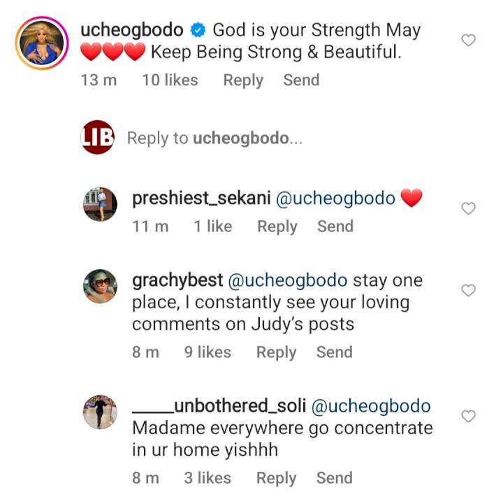 Uche Ogbodo gets dragged for showing support to May Yul-Edochie and Yul Edochie's new wife Judy Austin Muoghalu