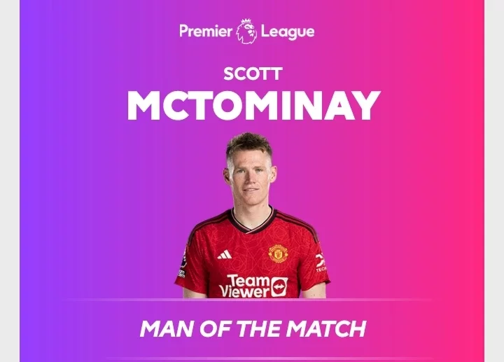 MNU 2-1 CHE: Man United Star Bags the MOTM Award after his superb performance Tonight