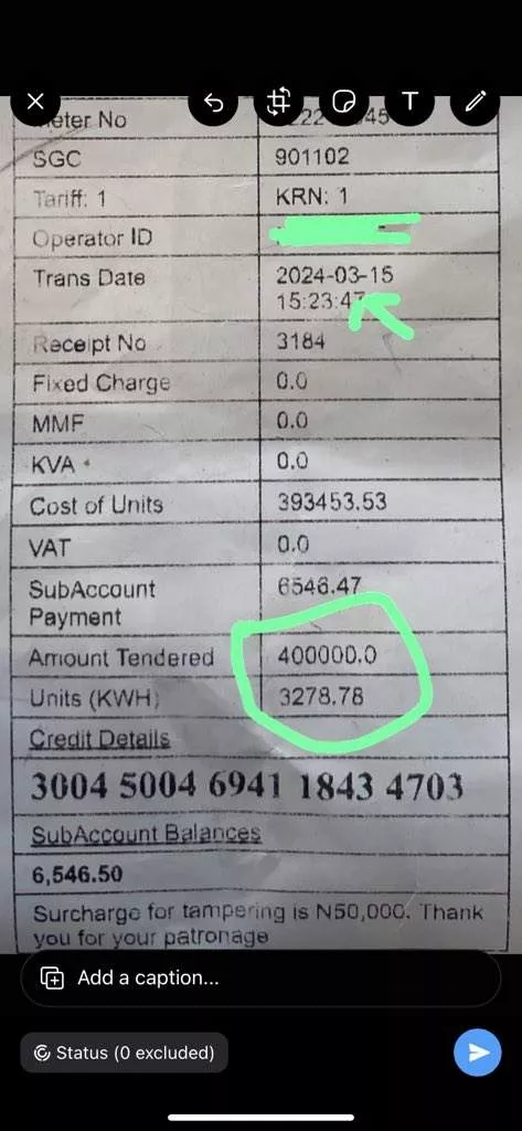 Man laments after spending N400,000 on electricity only to get less units that amounts to a deduction of N140,000