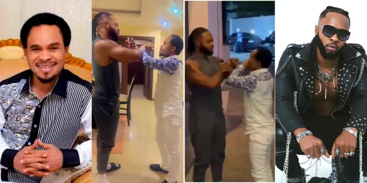 'This guy don carry Flavour enter cult without knowing' - Strange greetings between Odumeje and Flavour causes stir