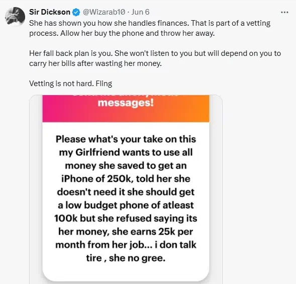 Man vents as girlfriend insists on buying iPhone with all her N250K savings