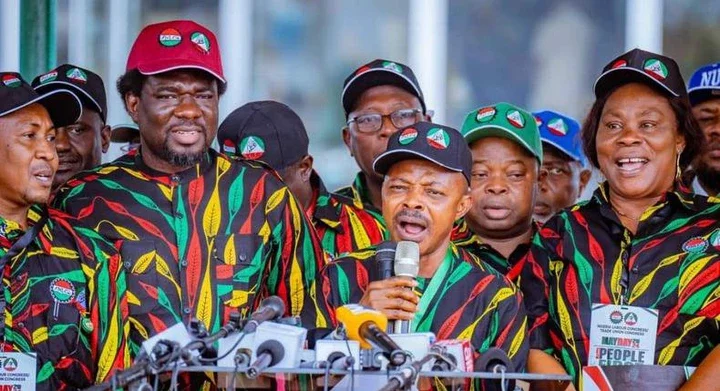 NLC President, Joe Ajaero addressing workers on Wednesday, May 1 at the Eagle Square, Abuja. 