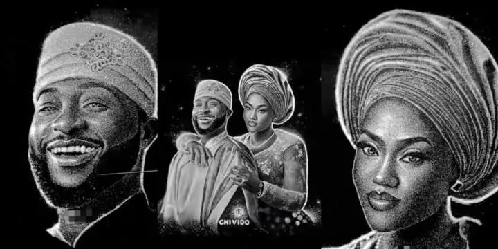 Nigerian artist goes viral for salt portrait of Davido and Chioma