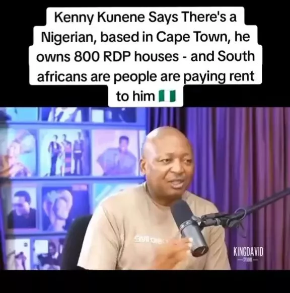 South African businessman, Kenny Kunene laments that his countrymen have to rent houses from Nigerians in SA and calls on their government to intervene