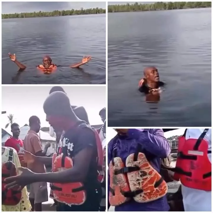 Bakana Marine diver lectures his passengers on the use of safety life jacket (video)