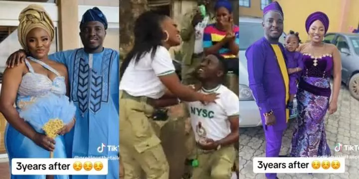 3 years after proposing to girlfriend at NYSC camp, man shares family photo, shows off wife and beautiful daughter