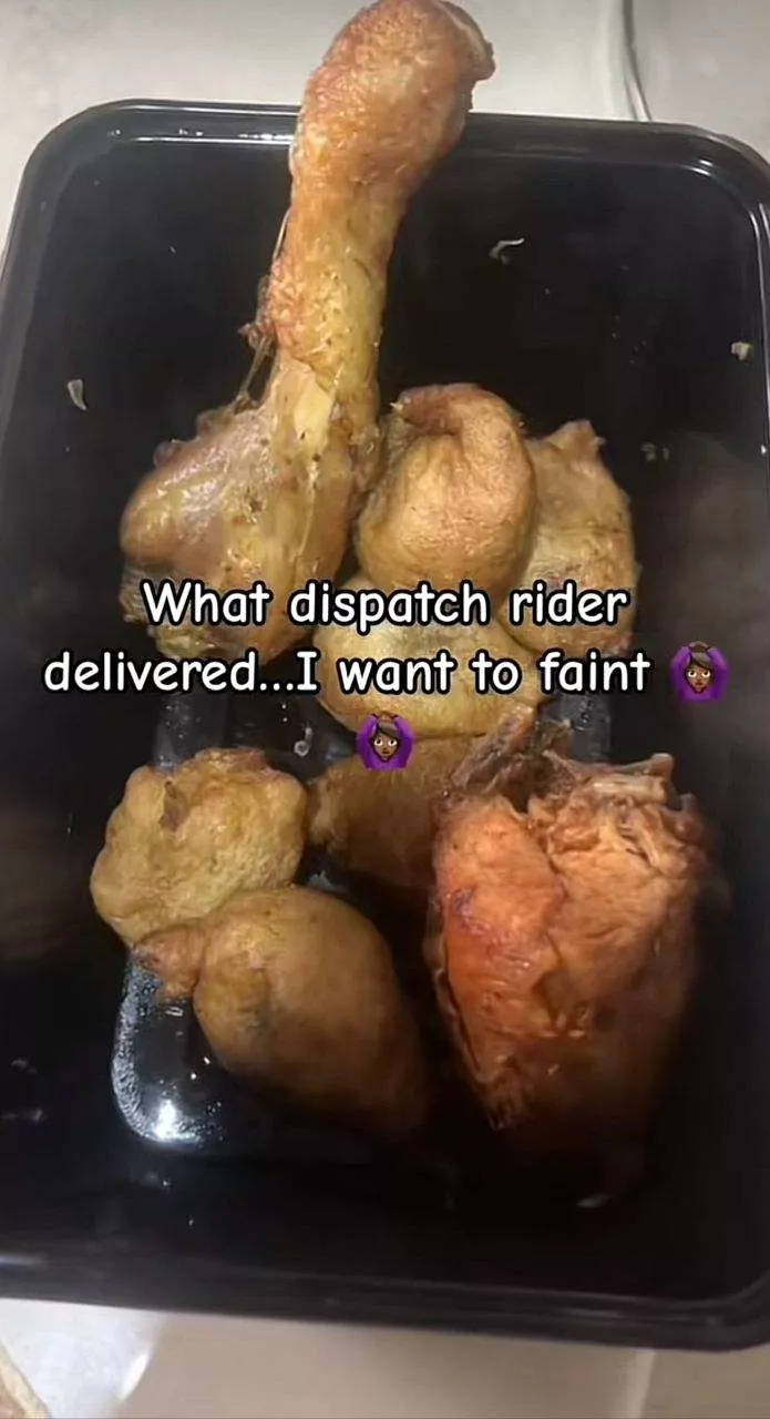 Hungry dispatch rider eats half of client's food, delivers leftover