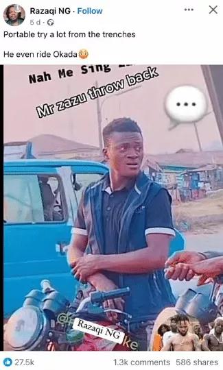 Alleged throwback photo of Portable Omolalomi hustling as an Okada rider causes buzz online