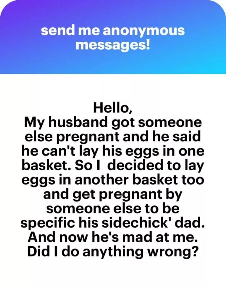 Drama as wife gets pregnant for the father of her husband's side chick