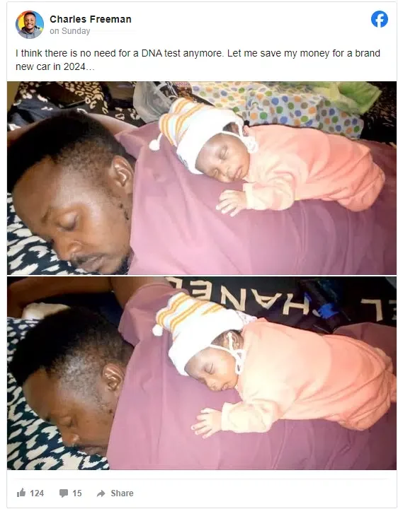 'I don't think I need to do DNA again' - Nigerian man shares what he observes his son doing one day